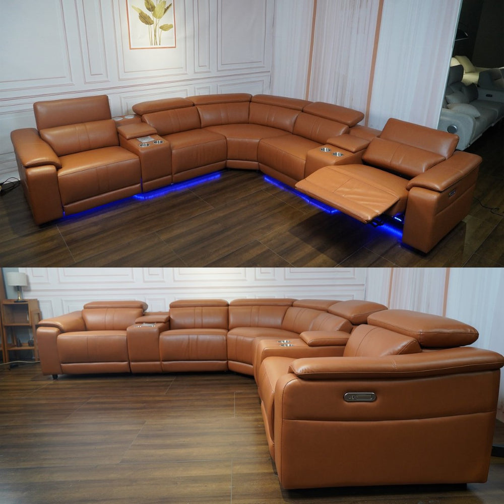 English Elm Power Reclining L Shaped Sectional with Bluetooth Speakers and Wireless Charging Tech Sofa B347S00043