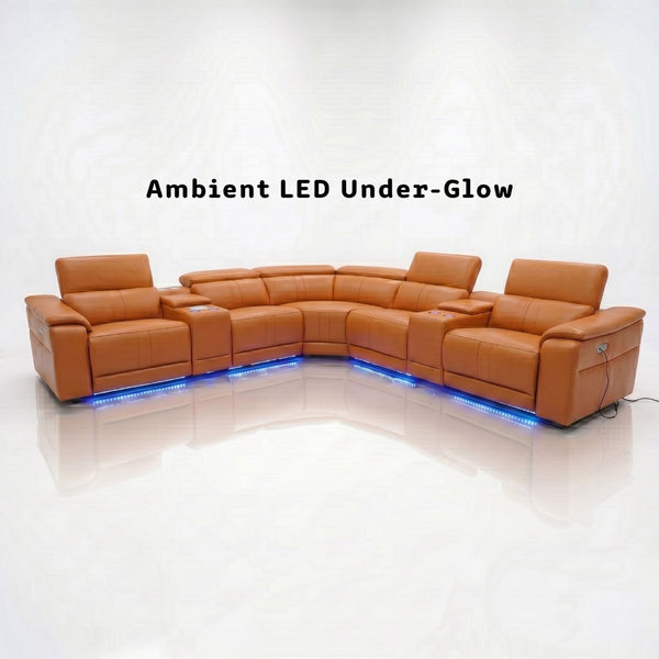 English Elm Power Reclining L Shaped Sectional with Bluetooth Speakers and Wireless Charging Tech Sofa B347S00043