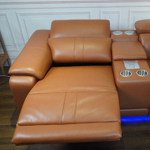 English Elm Power Reclining L Shaped Sectional with Bluetooth Speakers and Wireless Charging Tech Sofa B347S00043