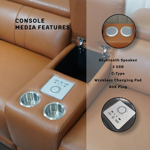 English Elm Power Reclining L Shaped Sectional with Bluetooth Speakers and Wireless Charging Tech Sofa B347S00043