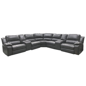 English Elm 7-Piece Power Reclining Sectional in Faux Leather with USB Ports for Living Rooms B347S00044