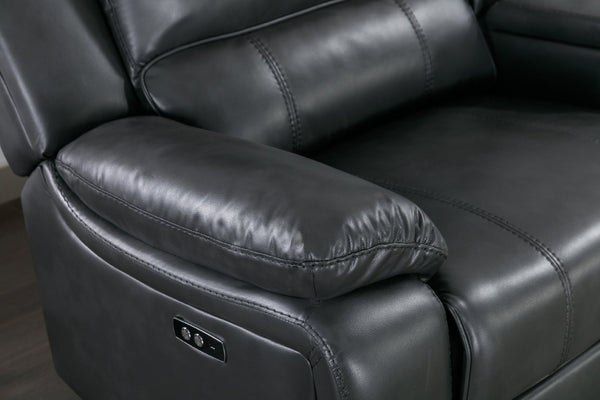 English Elm 7-Piece Power Reclining Sectional in Faux Leather with USB Ports for Living Rooms B347S00044