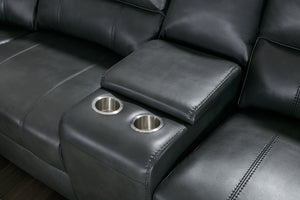 English Elm 7-Piece Power Reclining Sectional in Faux Leather with USB Ports for Living Rooms B347S00044