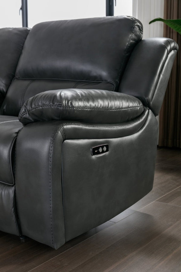 English Elm 7-Piece Power Reclining Sectional in Faux Leather with USB Ports for Living Rooms B347S00044