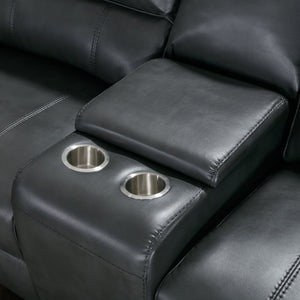 English Elm 7-Piece Power Reclining Sectional in Faux Leather with USB Ports for Living Rooms B347S00044