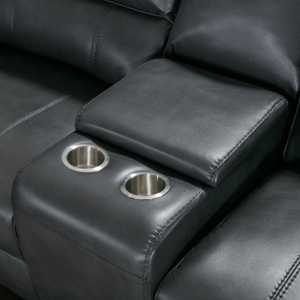English Elm 7-Piece Power Reclining Sectional in Faux Leather with USB Ports for Living Rooms B347S00044