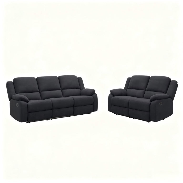 English Elm 2-Piece Reclining Sofa and Loveseat Set in Microfiber for Family Room Comfort Black B347S00045