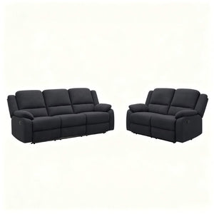 English Elm 2-Piece Reclining Sofa and Loveseat Set in Microfiber for Family Room Comfort Black B347S00045