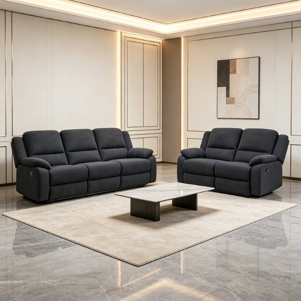 English Elm 2-Piece Reclining Sofa and Loveseat Set in Microfiber for Family Room Comfort Black B347S00045