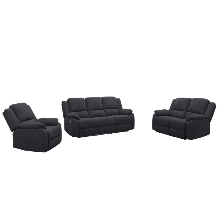English Elm 3-Piece Microfiber Manual Reclining Sofa Set for Living Room Home Theater Use B347S00046