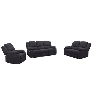 English Elm 3-Piece Microfiber Manual Reclining Sofa Set for Living Room Home Theater Use B347S00046