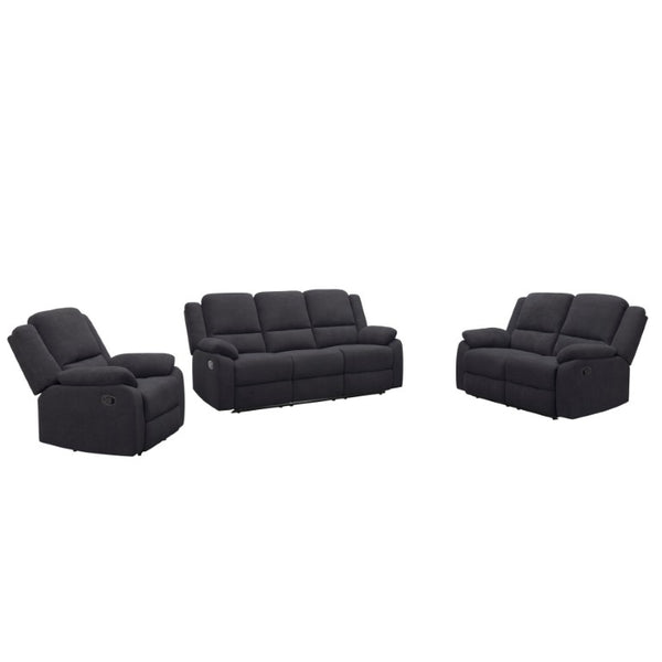 English Elm 3-Piece Microfiber Manual Reclining Sofa Set for Living Room Home Theater Use B347S00046