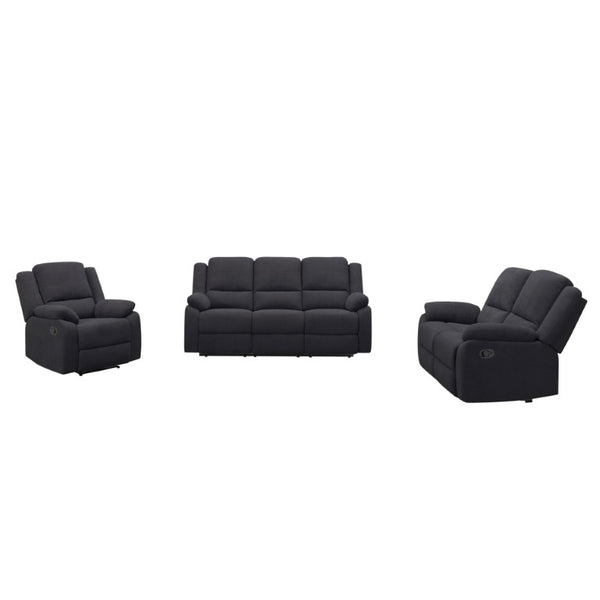 English Elm 3-Piece Microfiber Manual Reclining Sofa Set for Living Room Home Theater Use B347S00046