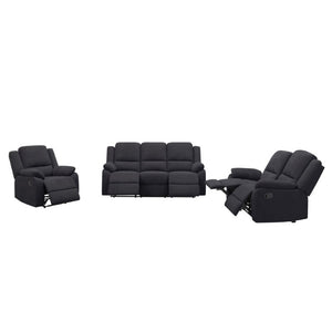 English Elm 3-Piece Microfiber Manual Reclining Sofa Set for Living Room Home Theater Use B347S00046