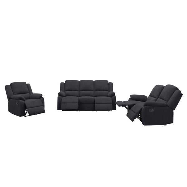 English Elm 3-Piece Microfiber Manual Reclining Sofa Set for Living Room Home Theater Use B347S00046