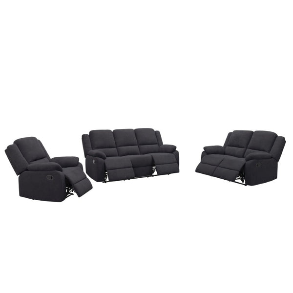 English Elm 3-Piece Microfiber Manual Reclining Sofa Set for Living Room Home Theater Use B347S00046