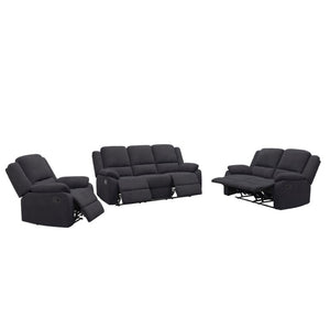 English Elm 3-Piece Microfiber Manual Reclining Sofa Set for Living Room Home Theater Use B347S00046