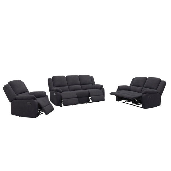 English Elm 3-Piece Microfiber Manual Reclining Sofa Set for Living Room Home Theater Use B347S00046