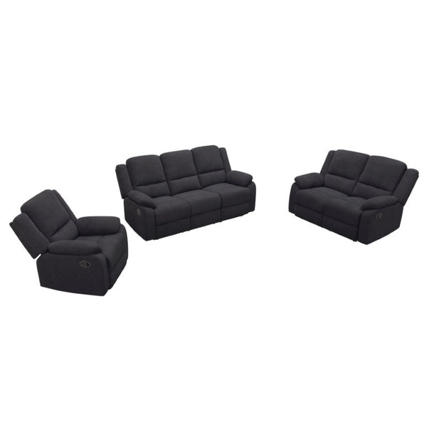 English Elm 3-Piece Microfiber Manual Reclining Sofa Set for Living Room Home Theater Use B347S00046