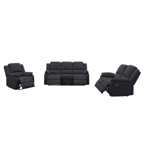 English Elm 3-Piece Microfiber Manual Reclining Sofa Set for Living Room Home Theater Use B347S00046