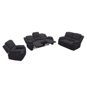 English Elm 3-Piece Microfiber Manual Reclining Sofa Set for Living Room Home Theater Use B347S00046