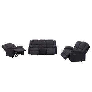 English Elm 3-Piece Microfiber Manual Reclining Sofa Set for Living Room Home Theater Use B347S00046