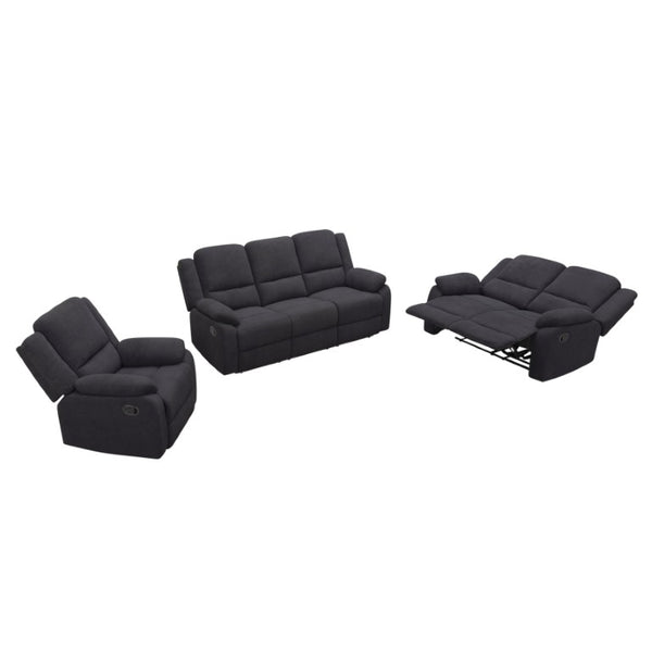 English Elm 3-Piece Microfiber Manual Reclining Sofa Set for Living Room Home Theater Use B347S00046