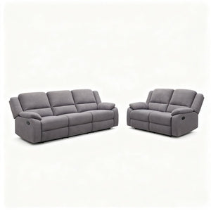 English Elm 2-Piece Reclining Sofa and Loveseat Set in Microfiber for Family Room Comfort Grey B347S00047