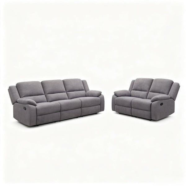English Elm 2-Piece Reclining Sofa and Loveseat Set in Microfiber for Family Room Comfort Grey B347S00047