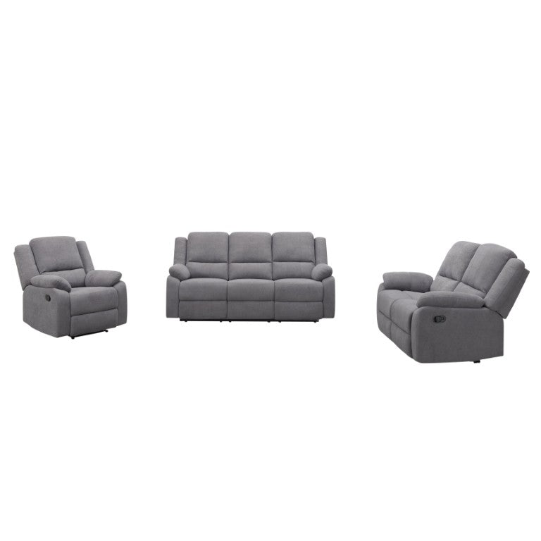 English Elm 3-Piece Microfiber Reclining Living Room Set with Sofa Loveseat and Manual Recline B347S00048