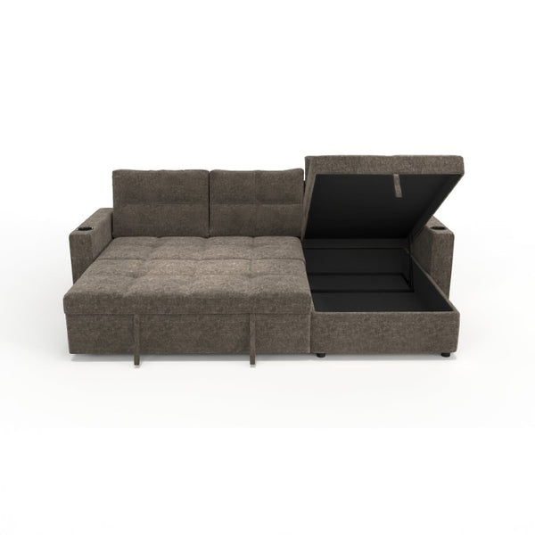 English Elm Modern L-Shaped Sectional Sleeper Sofa with Hidden Storage USB Charging Living Room B347S00049