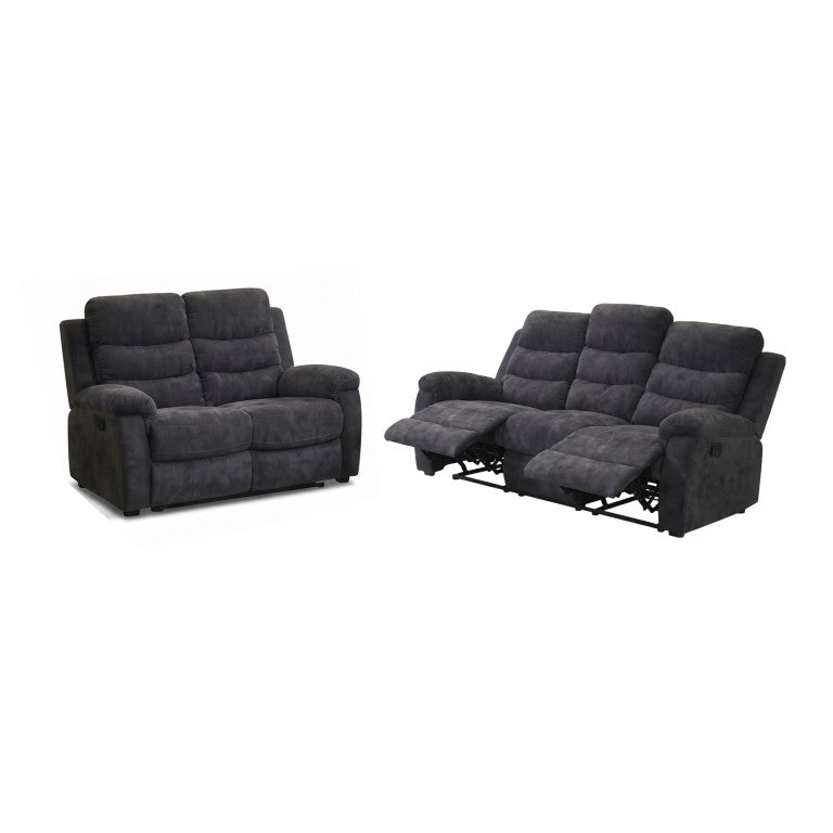 English Elm 2-Piece Manual Reclining Sofa and Loveseat Set Charcoal Fabric Modern Living Room B347S00055