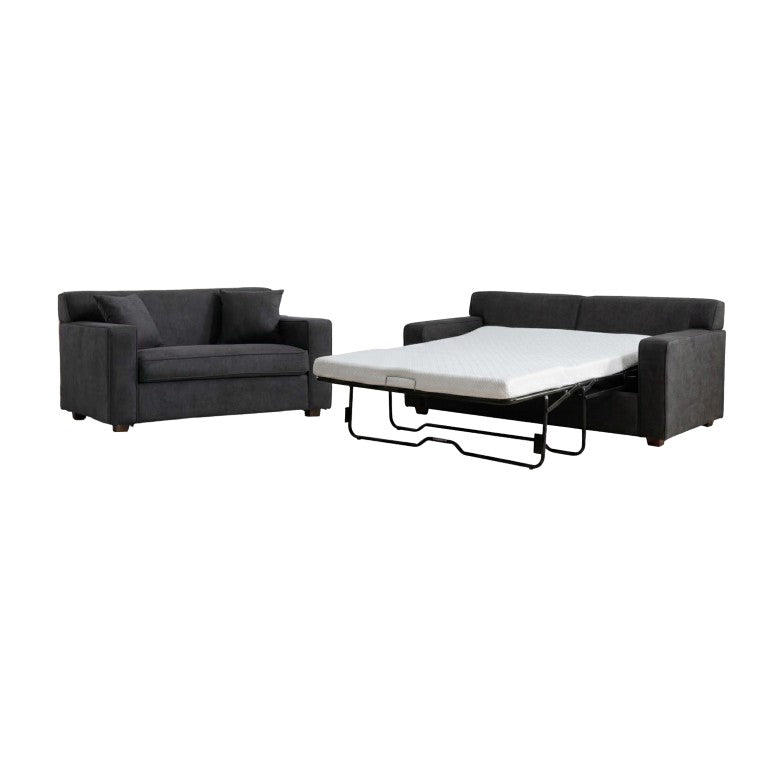 English Elm 2‑Piece Convertible Loveseat and Chair Set with Fold-Out Mattress for Guest Rooms B347S00056
