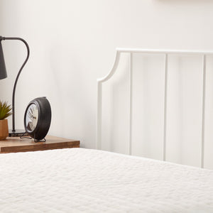 English Elm Edenbrook, King Metal Platform Bed Vertical Bar Headboard Matte White Architectural Frame B350P394805