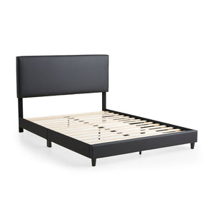English Elm Edenbrook Faux Leather King Platform Bed Low Profile Modern Bedroom Frame B350P394809