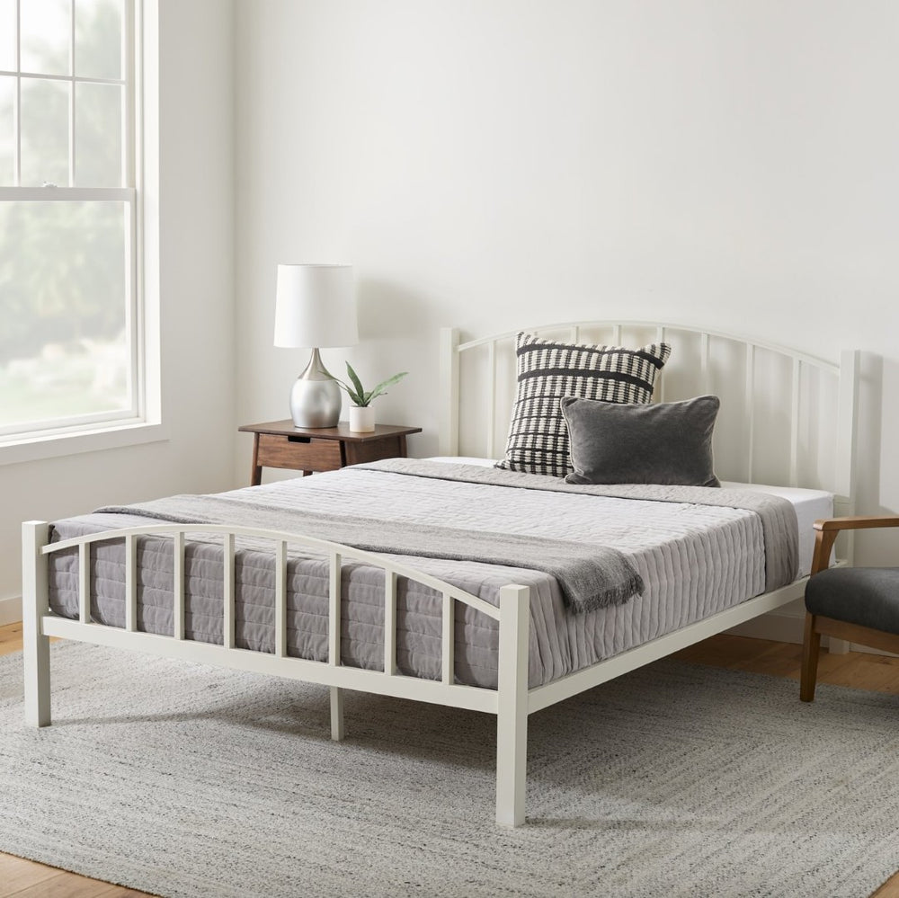 English Elm Weekender, Steel King Bed Arched Bar Headboard Modern Architectural Bedroom Frame B350P395002