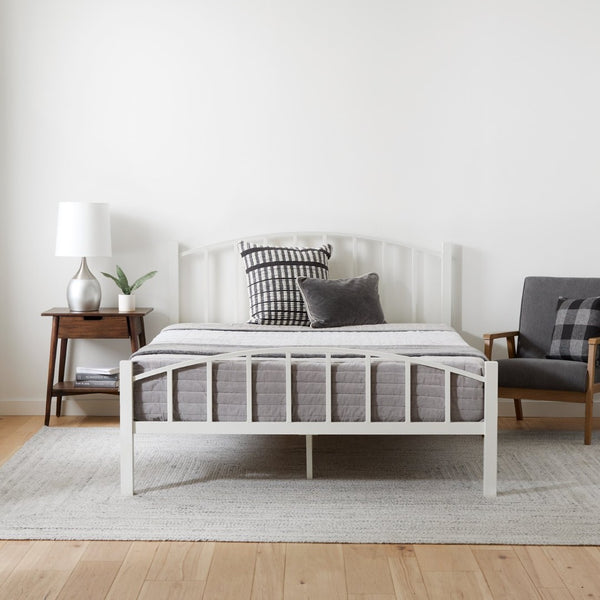 English Elm Weekender, Steel King Bed Arched Bar Headboard Modern Architectural Bedroom Frame B350P395002