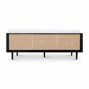English Elm Rattan Sofa with Handwoven Panels Solid Ash Frame Linen Cushions Bohemian Living Room B353P452545