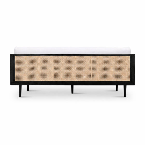 English Elm Rattan Sofa with Handwoven Panels Solid Ash Frame Linen Cushions Bohemian Living Room B353P452545