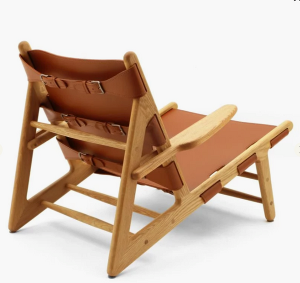 English Elm Hunting Lodge Armchair Solid Oak Frame Vegan Leather Upholstered Reading Chair B353P455673