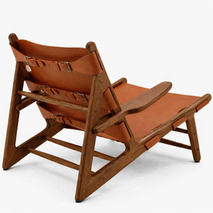 English Elm Hunting Armchair Solid Walnut Frame Vegan Leather Seat for Study or Living Room B353P455674