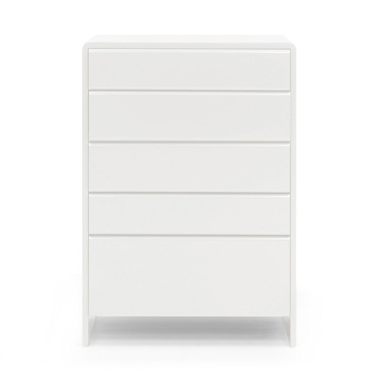 English Elm Contemporary Italian Sculptural Five Drawer Dresser with Matte Lacquer Curved Silhouette B353P582797