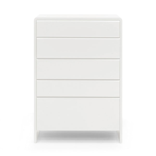 English Elm Contemporary Italian Sculptural Five Drawer Dresser with Matte Lacquer Curved Silhouette B353P582797