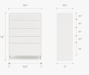 English Elm Contemporary Italian Sculptural Five Drawer Dresser with Matte Lacquer Curved Silhouette B353P582797
