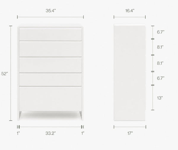 English Elm Contemporary Italian Sculptural Five Drawer Dresser with Matte Lacquer Curved Silhouette B353P582797