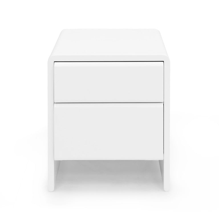 English Elm Contemporary Italian Sculpted Matte Nightstand with Soft Curves and Handle Free Drawers B353P582812