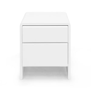 English Elm Contemporary Italian Sculpted Matte Nightstand with Soft Curves and Handle Free Drawers B353P582812