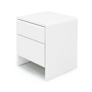 English Elm Contemporary Italian Sculpted Matte Nightstand with Soft Curves and Handle Free Drawers B353P582812