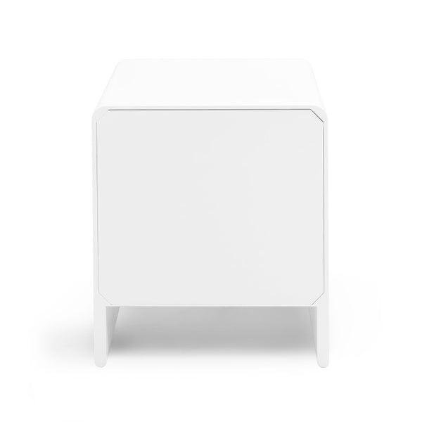 English Elm Contemporary Italian Sculpted Matte Nightstand with Soft Curves and Handle Free Drawers B353P582812