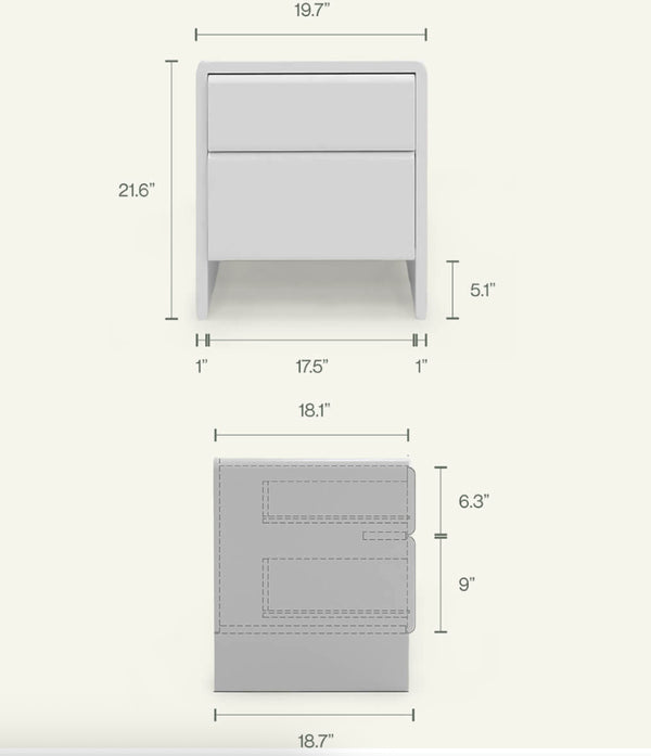 English Elm Contemporary Italian Sculpted Matte Nightstand with Soft Curves and Handle Free Drawers B353P582812